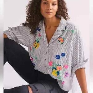 Anthropologie Meave Striped Sequin‎ Top